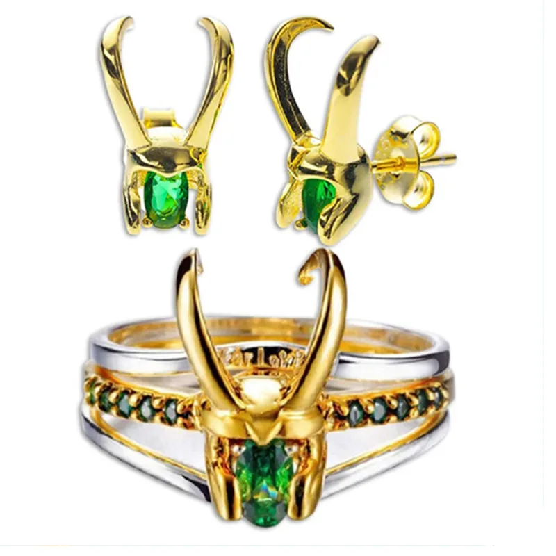 2021 Trendy Loki Ring Men's 3 PCS/set Movie Character Cosplay Claw Helmet Zircon Inlaid Accessories Party Jewelry Wholesale | Украшения