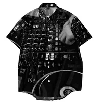 Tuner DJ Bar Summer Men Printed Shirt Short Sleeve Lapel Button Streetwear Chic Loose Clothing Mens Hawaiian Shirts Vacation 1