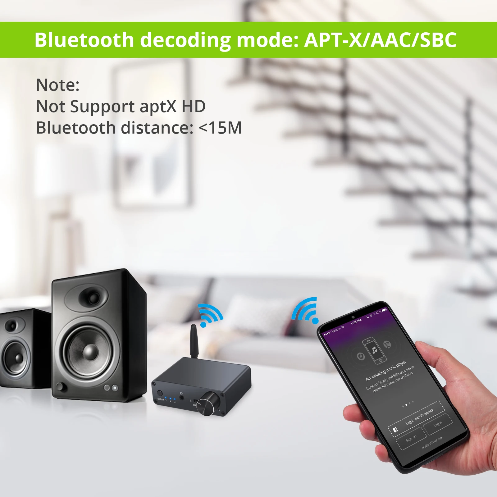 eSYNiC 192kHz Bluetooth DAC Converter with Headphone Amplifier Digital to Analog Converter 3 5mm Audio Adapter For APT X AAC SBC