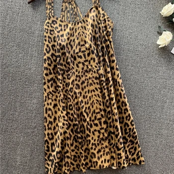 

Leopard woman's nightdress sexy strapless skirt backless temptation casual home service nightclub skirt party clothes пижама