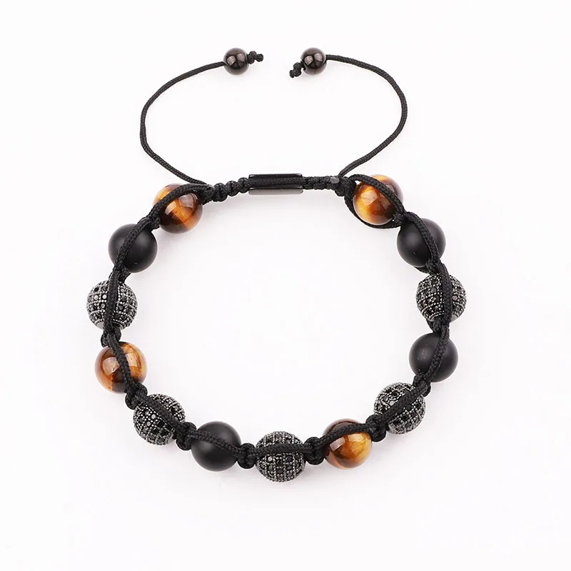 JARAVVI Men Bracelet New Design Natural Stone Beads CZ Pave Ball Charm Adjustable Bracelet Men Jewelry Gift - Image 5