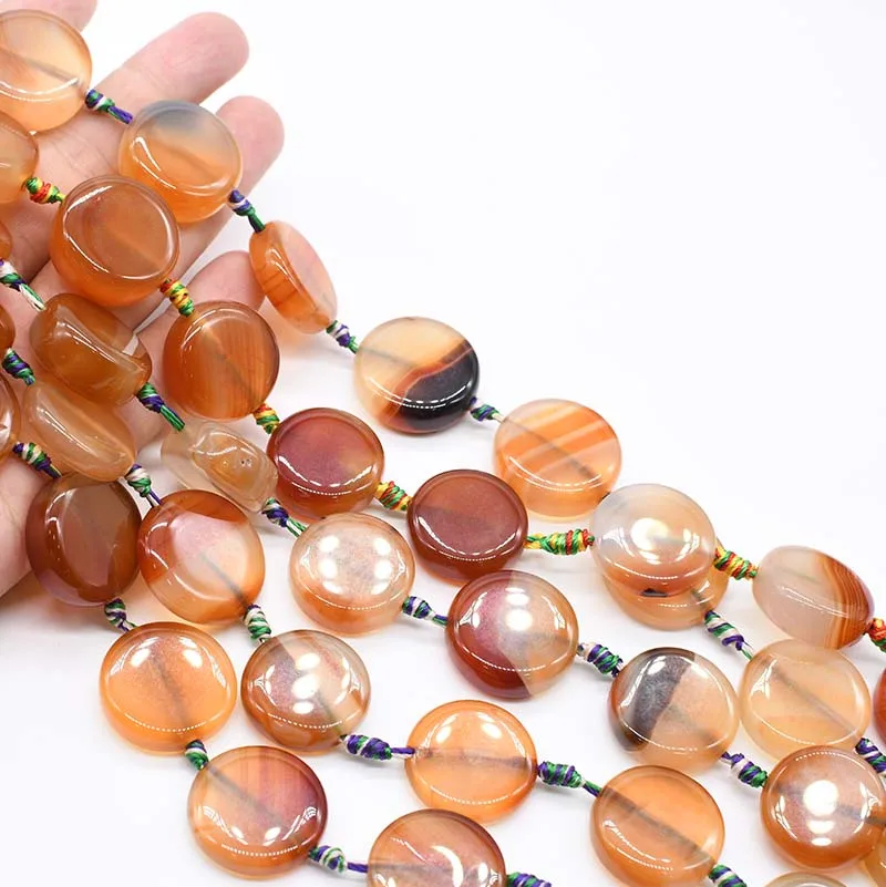 2strands/lot   23 mm Natural dark orange glossy round agate For DIY Necklace Jewelry Making Loose 15