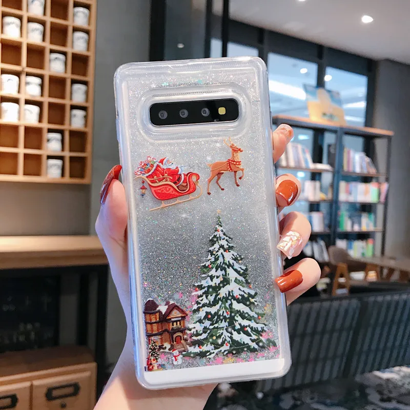 For Samsung Note 10 Plus Cover Christmas Tree Liquid Sand TPU Glitter Back Case for Samsung Note 10 8 9 S8 S9 S10 Plus Coques - Цвет: Colorful