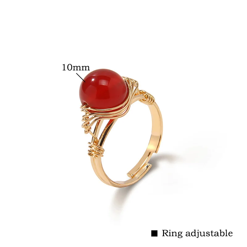 Vintage Crystal Stone Opening Rings for Women, Gold Color Stainless Steel  Metal Statement Finger Ring Party Jewelry,Resizable