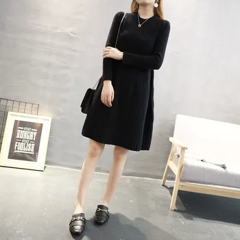 

NEW Autumn And Winter Fashion Maternity Knit Dress Long Sweater Dress Of Pregnant Women Loose Pregnancy Clothing