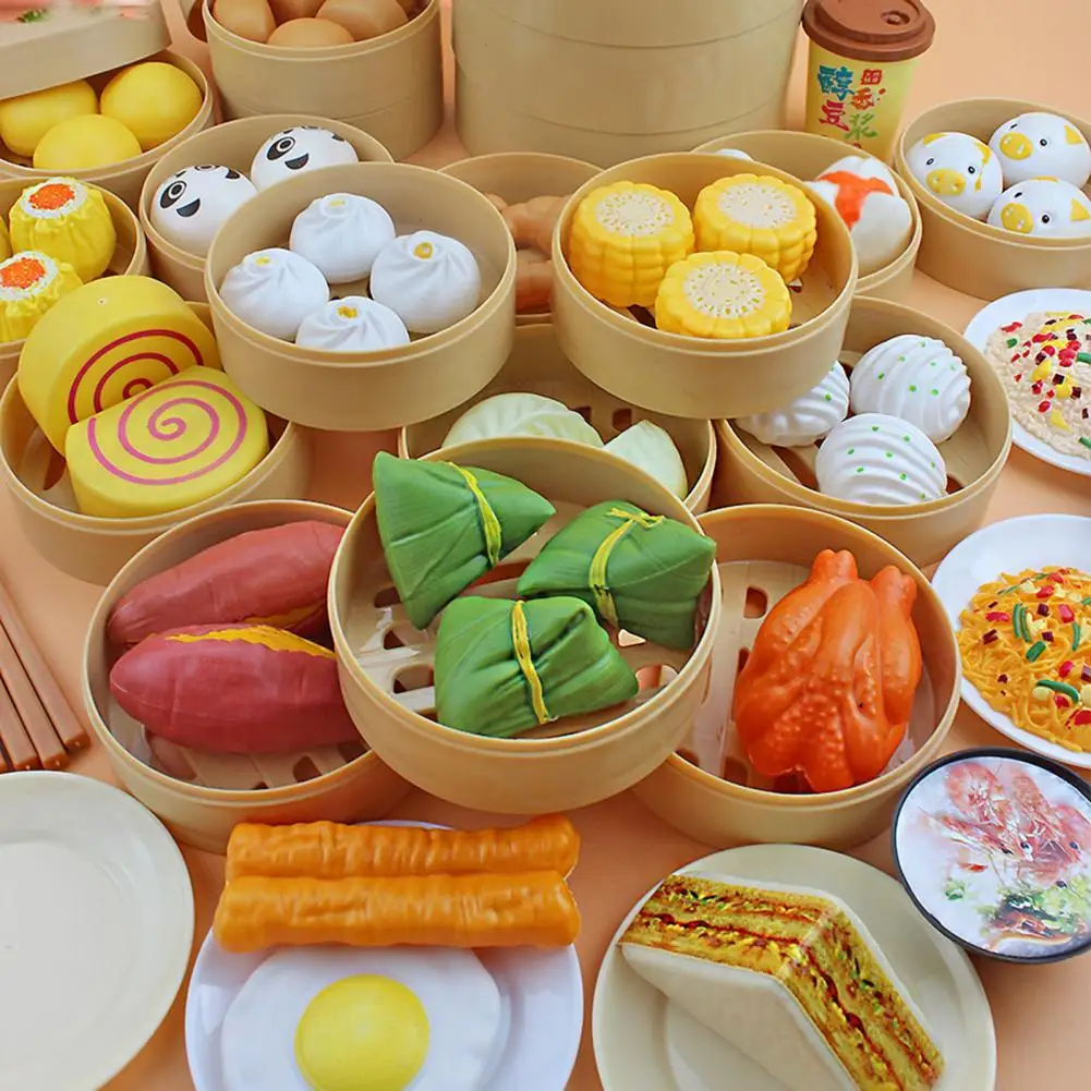 

1Set Simulation Steamed Bun Mini Delicate Plastic Pretend Play Food Toy Cutting Food Toys For Children Educational Gift for Kids