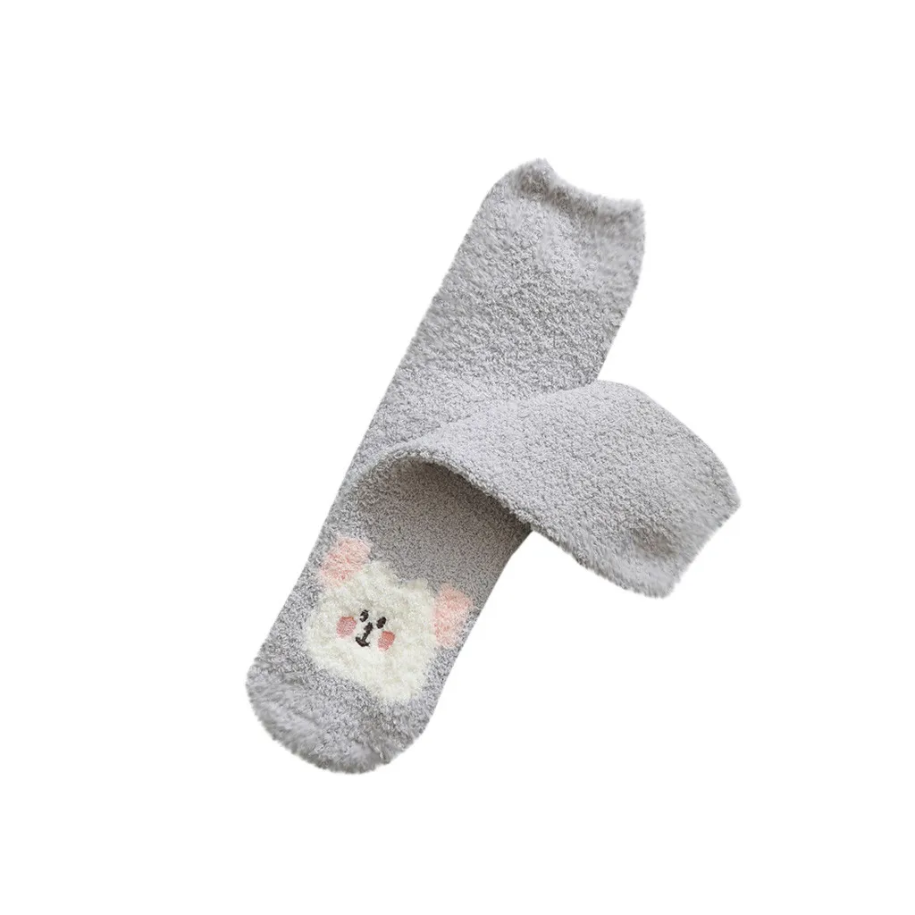 Женские модные теплые хлопковые носки средней длины с мультяшным принтом, коралловые бархатные теплые носки, Рождественский подарок 12,23