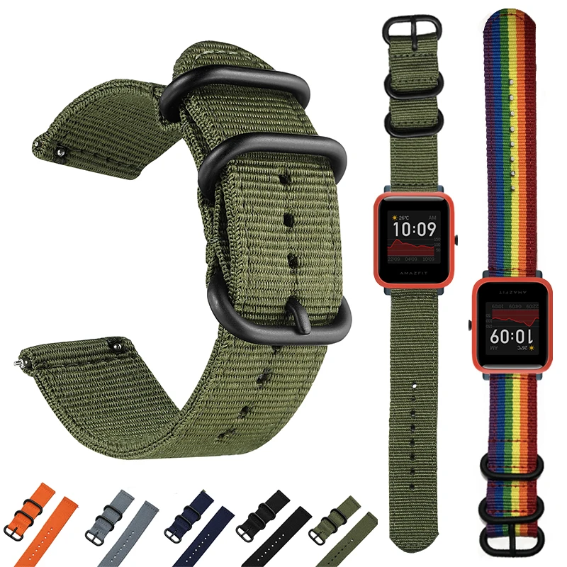 

Сменный нейлоновый ремешок для умных часов Huami Amazfit Bip/S/Lite и Bip U/U Pro, тканевый материал, цветной браслет, 20 мм