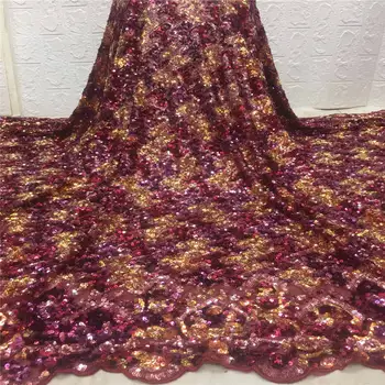 

Latest French Net Lace Fabric 2020 High Quality African Tulle Mesh Lace Fabric With Sequins Nigerian Flower Laces CDA166-2