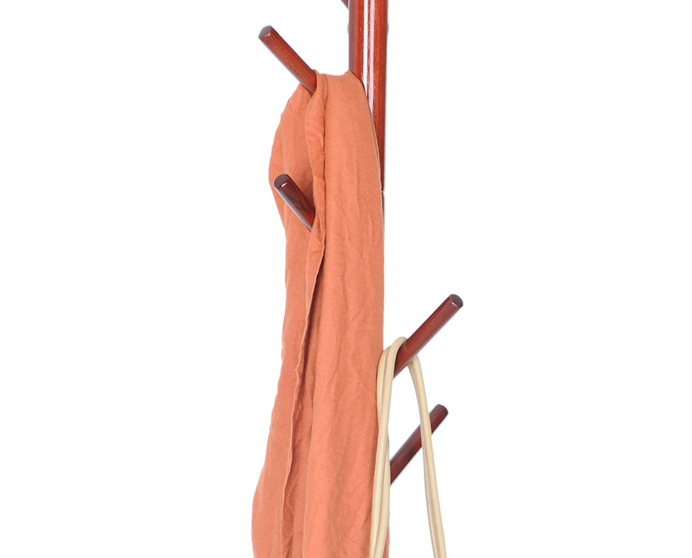 Clothes Cloth Hanger Stand Wood Wooden Coat Tree Coat Rack Stand Hat Coat Hanger 6 Hooks Bedroom Clothing Organizer Clothes Rack