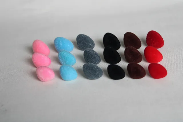 50pcs 12mm 15mm 18mm 20mm 22mm 24mm 26mm  pink/red/black/brown gray blue  flocking  Triangular safety toy nose with soft washer 3