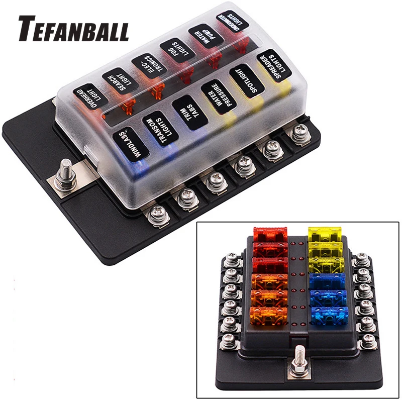 Tefanball 6/12 Way Blade держатель предохранителя 32 В для автомобильной лодки морской караван Трайк-автомобиль предохранители блоки с Светодиодный индикатор предупреждения света