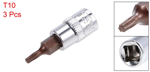 Uxcell 3 шт. Торцевая головка Torx T S2 сталь 48 мм длина T10 T15 T20 T30 T40 T45 T50 T55 T60 для DIY ручной Автомобильный ремонт