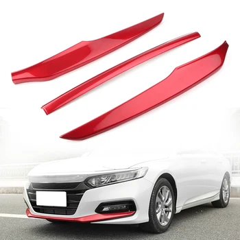 

Car Front Bumper Lip Protector Cover Gloss Red Trim For Honda 10th Accord 2018 2019 ABS Plastic