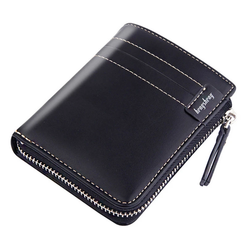 

Elegant Men Multi-function Loose-leaf Retro Wallet PU Leather Fashion Short Men's Wallet Multi-card Slot Thin Zipper Card Holder