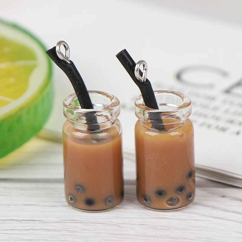 2pcs Mini Gifts Milk tea Model Toy 1:12 Resin Dollhouse Mini Lemon Milk Tea Water Cup Miniature Dollhouse Accessories Cups Toy