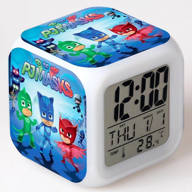 PJ Masks LED Night Light Alarm Clock Catboy Owlette Gekko Colorful Juguete Clock Toy for Children Birthday Gift Party Decoration