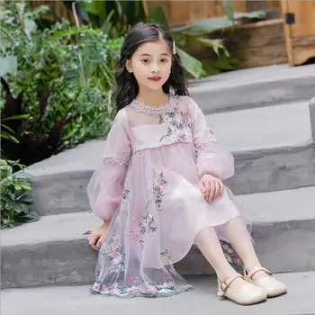 

Baby Girl Princess Dress Size 90-140cm 2020 Spring New Arrival Embroidered mesh sweet children's dress Fashion Party Girl Dress