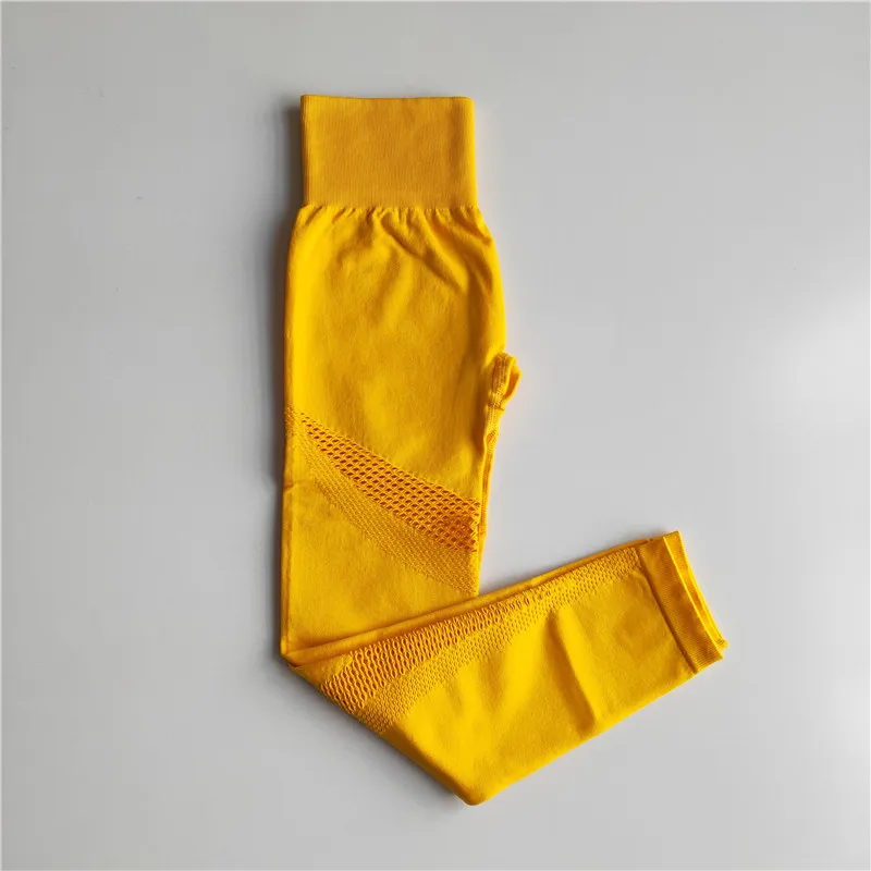 Комплект для йоги, Женская бесшовная одежда для фитнеса, спортивная одежда, женские леггинсы для спортзала, мягкий пуш-ап спортивный бюстгальтер на бретелях, 2 шт., спортивные костюмы - Цвет: Yellow Pant