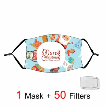 

Christmas Tree Masks Snowman Santa Claus Masks Reusable Dust-proof Face Masks Pattern Adult Children Cute Raccoon Cosplay Mask
