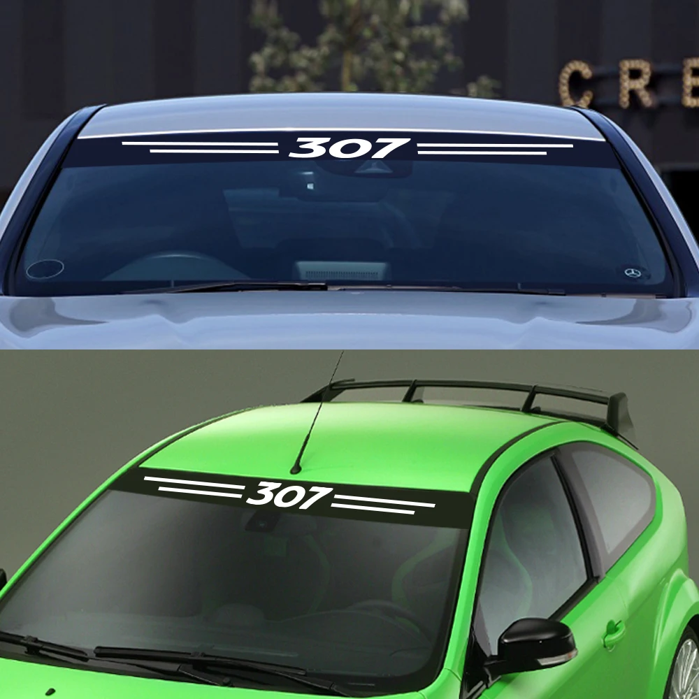 Для peugeot 307, спортивный Авто Декор, ветровое стекло, солнцезащитный козырек, наклейки для автомобиля, светоотражающие наклейки для автомобиля, переднее лобовое стекло, Виниловая наклейка, аксессуары