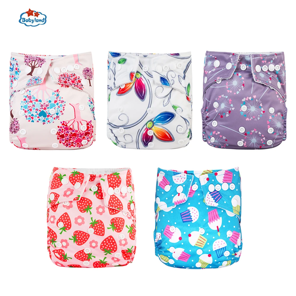 Fralda Ecologica Babyland bébé couche 5 pièces/lot couches lavables bonne qualité poche couche pour 0-2 ans 3-15KG bébé écologique (lot de 5)