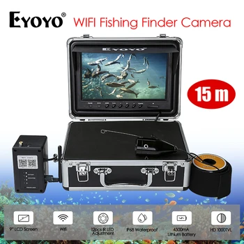 

Eyoyo Wifi Wireless Underwater Fish Finder 9" Color Monitor 1000tvl Fishing Video Camera Kit For IOS Android APP Video 8GB DVR