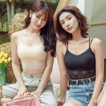 

Sexy Women Straped Tops Chest Checkerboard Lingerie Tube Top Bra V White Tube Top