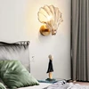 Nordic Led E14 Tv Background Wall Lamp For Aisle Corridor Bedroom Study Living Room Bedsides Shell Shape Glass Lampshade Light 6