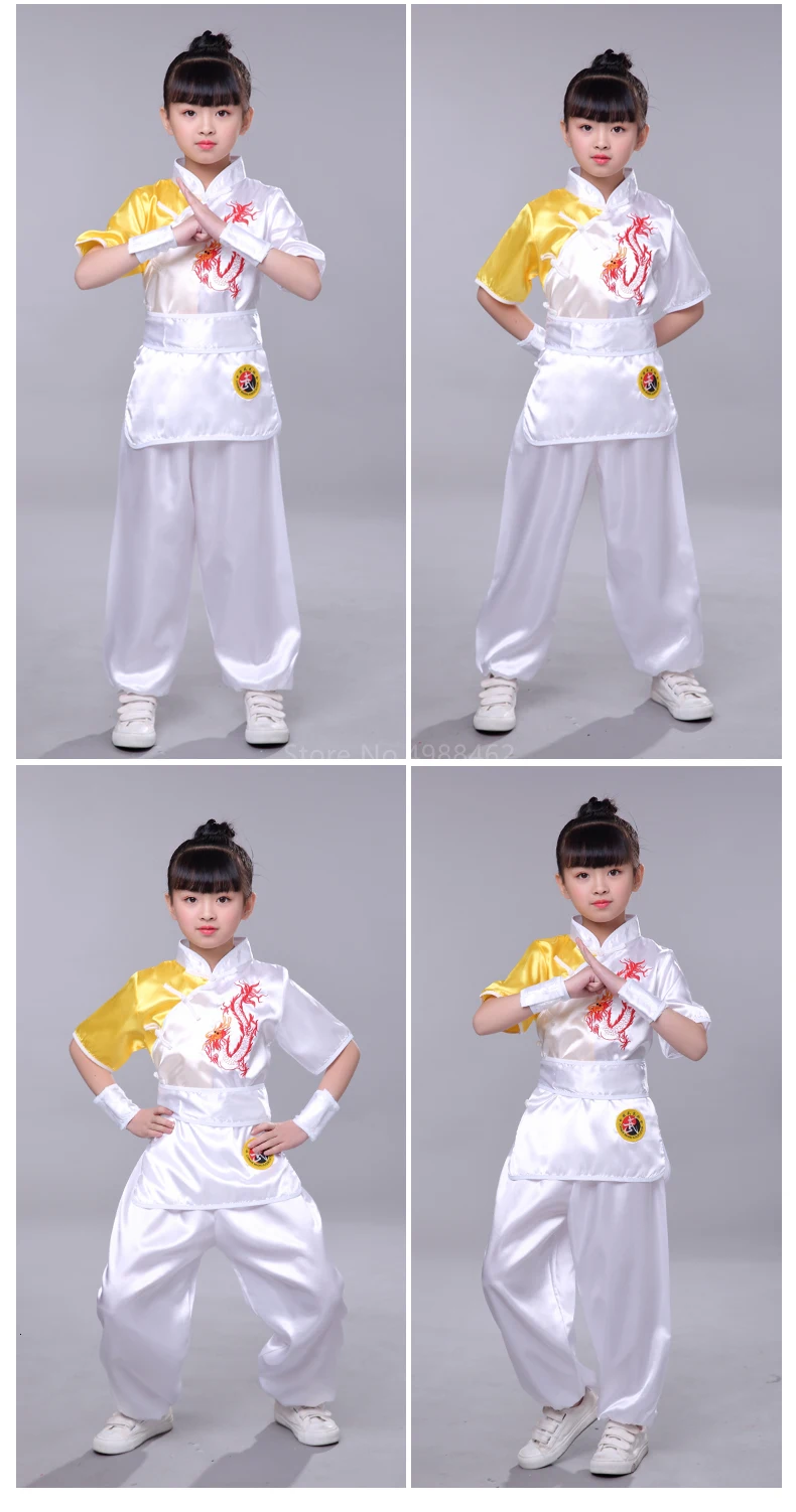 Традиционная китайская одежда для мужчин Дети Вышивка Дракон Униформа кунг-фу восточные дети Тай Чи у Шу Шао Лин костюмы