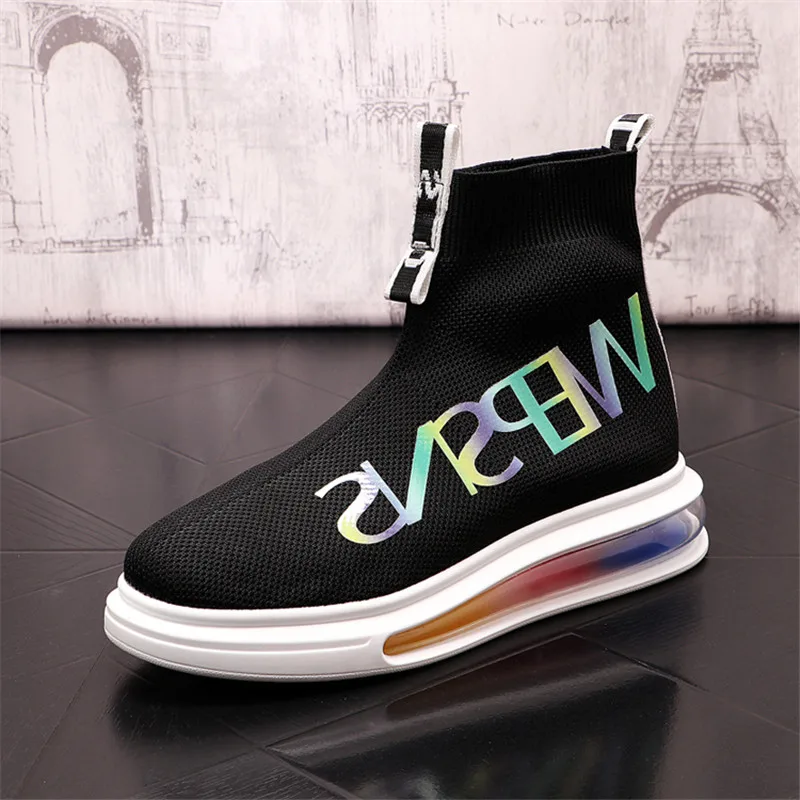 2022 Brand New Designer Luxury Men Knitted Sock Shoes Air Cushion Hip Hop Sneakers Casual Flats Ankle Boots Zapatillas Hombre | Обувь