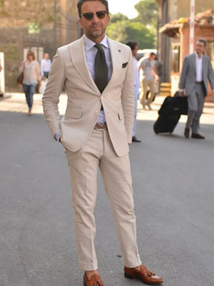 beige 2 piece business suit