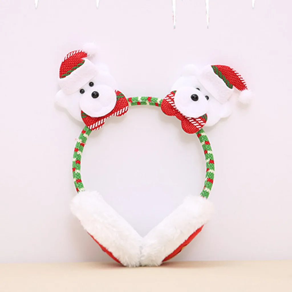 Рождественские детские зимние теплые плюшевые наушники с милыми ушками Санта-Клауса, повязка на голову, наушники для ушей, зимние аксессуары - Цвет: B