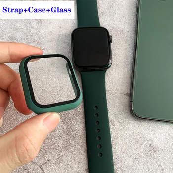 

case+strap for Apple Watch band 44 mm iWatch band 38mm 42mm 40mm silicone bumper bracelet series 5 4 3 2 apple watch accessories
