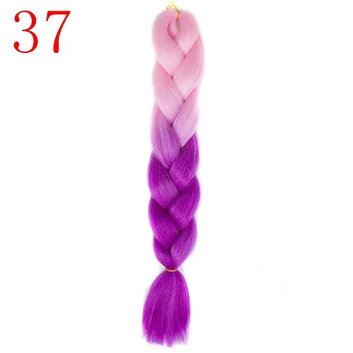37 24inch Jumbo Braids Long Ombre Jumbo Synthetic Braiding Hair Crochet Blonde Pink Blue Grey Hair Extensions African Viscera - Цвет: 37