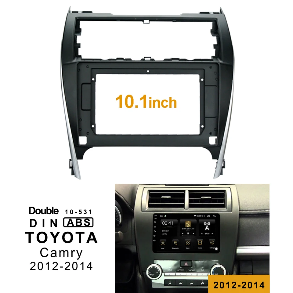 2Din Car DVD Frame Audio Fitting Adaptor Dash Trim Kits Facia Panel 10.1inch For Toyota Camry 2012-2014 Double Din Radio Player |