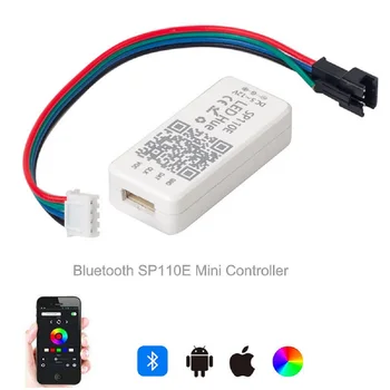 

SP110E Bluetooth Pixel LED Controller Controlled by Smart Phone APP for WS2811 WS2812B SK6812 1903 LED Strip Lights DC5-12V