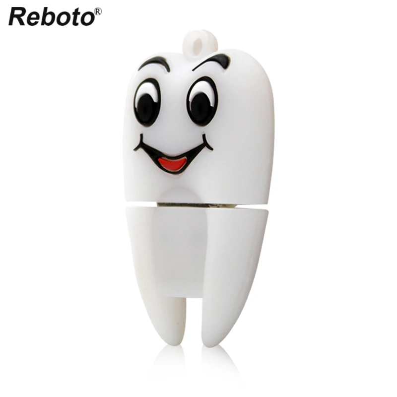 Cartoon USB Pendrive 64GB 32GB 16GB 8GB Funny Smile Tooth Flash Drive Memory Stick USB 2.0 PC Pen Drive For Files Storage