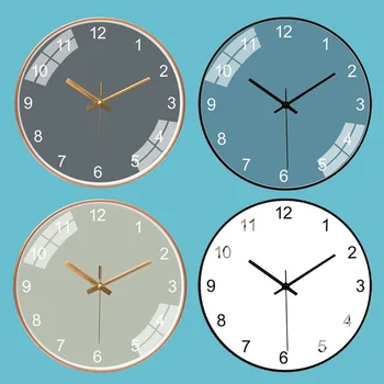

Minimalist Nordic Wall Clock Living Room Classic Wall Watch Creative Mute Quartz Metal Kitchen Living Room Decoration AA50ZB