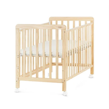 

2020 Multifunctional Baby Crib Crude Wood Healthy Water-based Care Baby Good Sleep suitable for 0-36 month Universal Wheel FSC&