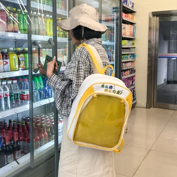 

Anime print transparent ita bag jelly bag ins student women backpack messenger bag SchoolBag for Teenager girls Designer