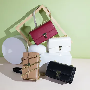

Women's Lock Shoulder Bag 2020 New Style Simple Women's Bag Chain Messenger Bag Fashion Small Square Bag