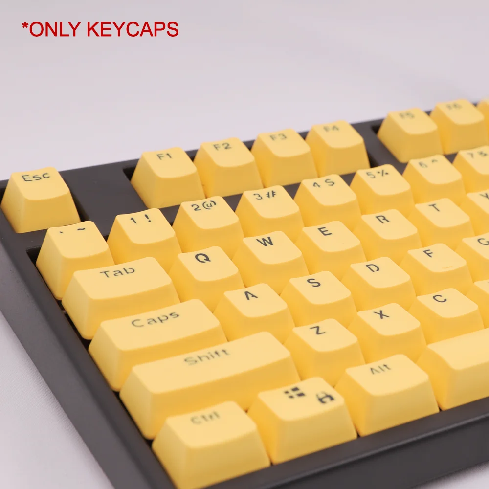 YellowMechanicalKeyboardKeycapsOEMProfileHeight104Keysfor60