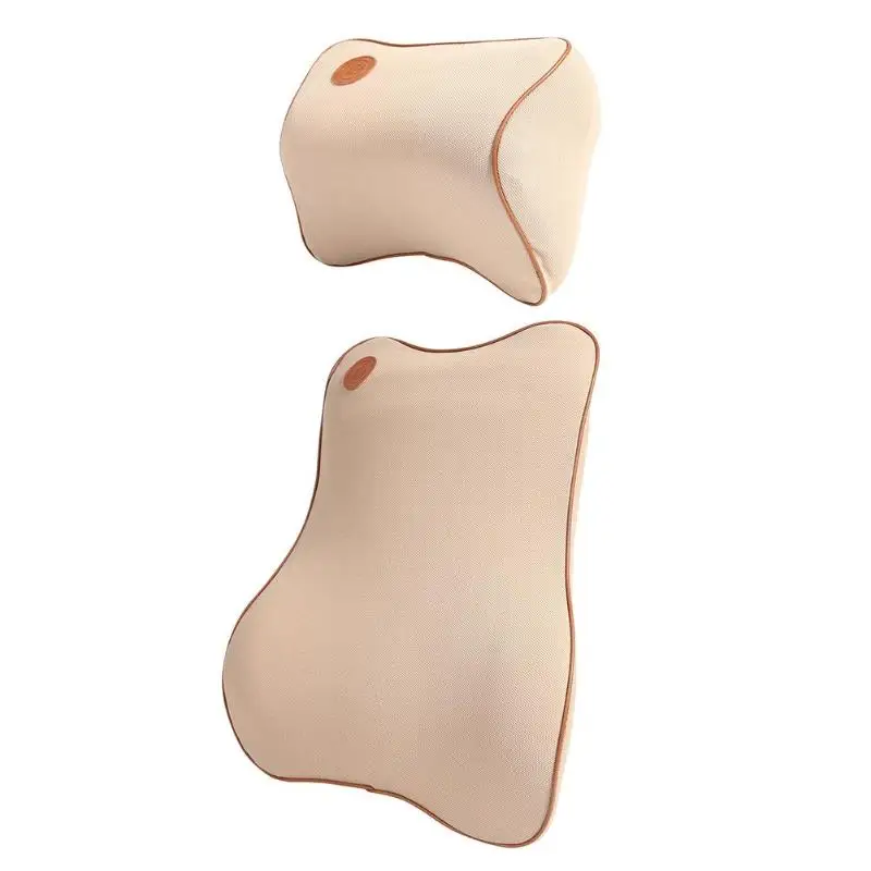 Мягкая пена памяти автомобиля шеи заднее сиденье подголовник подушка под поясницу поддерживающий массажер поясная подушка для стульев автомобильное сиденье снимает боль - Color Name: Beige