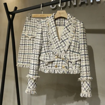 

New Designer small air fragrance suit qiu dong socialite skirts short coat two piece outfit