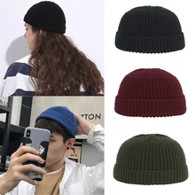 Зимняя Круглая Шапочка без полей Docker Кепка уличная мужская безрукавка шапка хип-хоп вязаные шапки женские с манжетами Короткие Твердые тыквы портативная Дыня шапка s