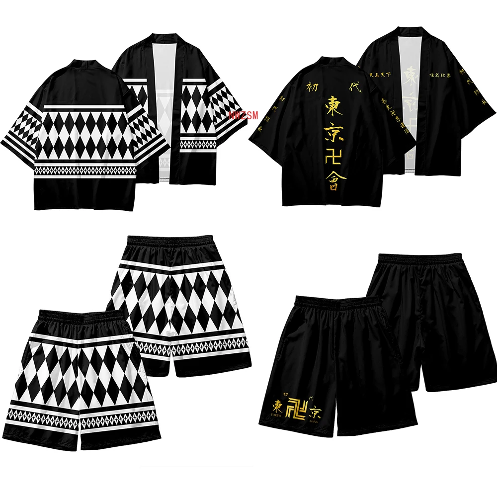 Anime Tokyo Revengers Cosplay Cloak Hanagaki Takemichi Ken Ryuguji Haori Kimono Coat Jacket Tee Men Short-sleeve Halloween Paty |