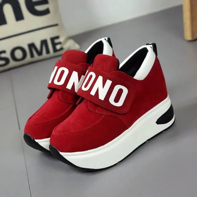 

8 Cm High-heeled Spring and Autumn Korean Version Muffin Sneakers with Thick Sole and Inner Height Sneakers Women