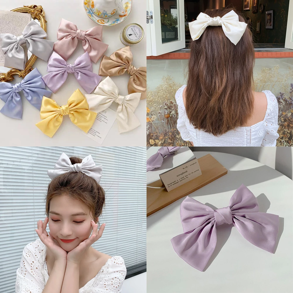 

Fashion Big Large Barrette Bow Hairpin Soft Chiffon Hairgrips For Women Girls Satin Hair Clip Sweet Hair Accessories