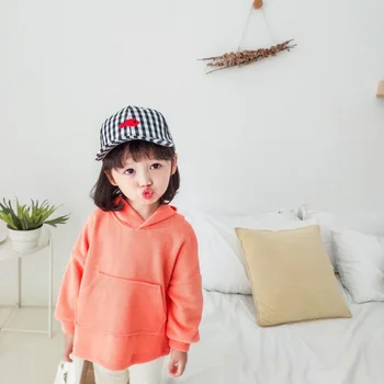 

2020 Childrenswear Spring And Summer New Children Children Solid Color Big Hat Hoodie Tops Korean- Casual